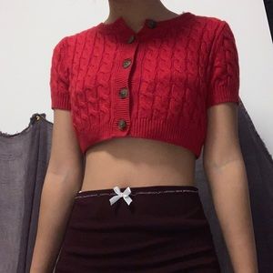 Red cropped aritzia cardigan!